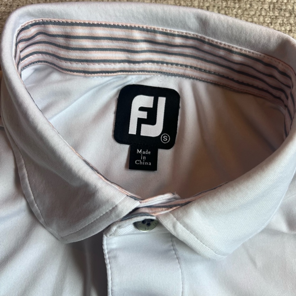 FootJoy White Polo Shirt with Subtle Stripes
